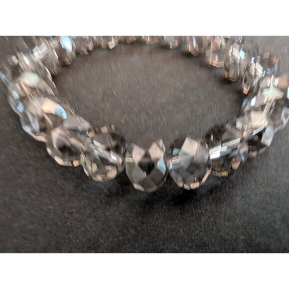 Faceted Smoky Crystal Bead Stretch Bracelet Womens Jewelry Elegant Design - Picture 2 of 3
